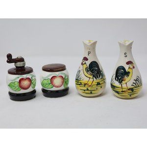 Vintage Apple Butter‎ Churn &  Rooster Salt And Pepper Shakers